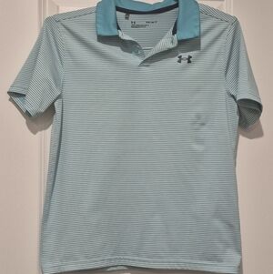 Under Armour Blue Striped Polo with Turquoise Collar